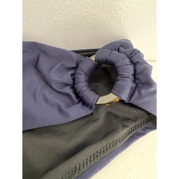 J Crew Solid Blue Bikini Bottom Peek a Boo Rings Xlarge - Picture 2 of 5